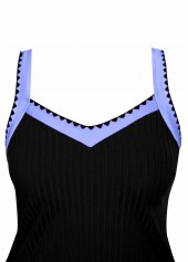 Contrast Binding Mid Waisted Floral Print Black Tankini Set | thumb picture 