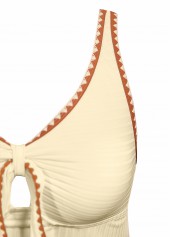 Criss Cross Mid Waisted Tropical Plants Print Tankini Set | thumb picture 