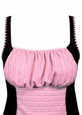 Jacquard Mid Waisted Light Pink Tankini Set | thumb picture 