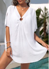 White V Neck Circular Ring Cover Up | thumb picture 