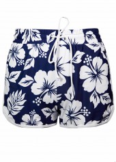 Contrast Binding Mid Waisted Floral Print Blue Tankini Set | thumb picture 