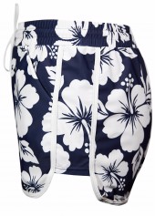 Contrast Binding Mid Waisted Floral Print Blue Tankini Set | thumb picture 