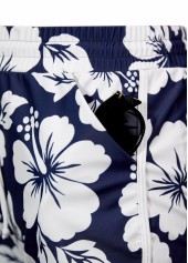 Contrast Binding Mid Waisted Floral Print Blue Tankini Set | thumb picture 