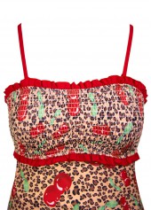 Two Piece Mid Waisted Leopard Red Tankini Set | thumb picture 