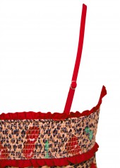 Two Piece Mid Waisted Leopard Red Tankini Set | thumb picture 