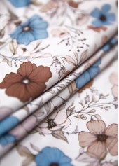 Ruched Mid Waisted Floral Print Light Coffee Tankini Set | thumb picture 