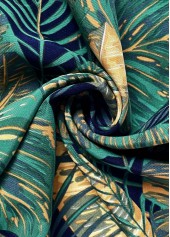 Turquoise Plants Print Wide Leg Elastic Waist Pants | thumb picture 