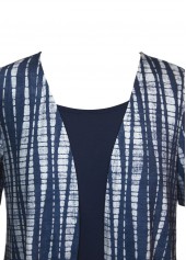 Navy Patchwork Tie Dye Print Fake Two Piece Twinset