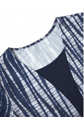 Navy Patchwork Tie Dye Print Fake Two Piece Twinset