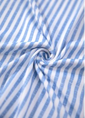 Blue Split Striped Short Sleeve Blouse | thumb picture 