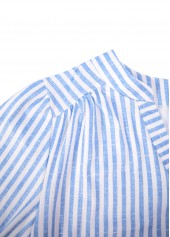 Blue Split Striped Short Sleeve Blouse | thumb picture 