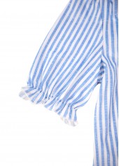 Blue Split Striped Short Sleeve Blouse | thumb picture 