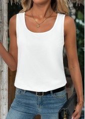White Sleeveless Square Neck Tank Top | thumb picture 