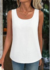 White Sleeveless Square Neck Tank Top | thumb picture 