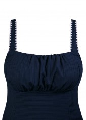 Contrast Binding Mid Waisted Paisley Print Navy Tankini Set | thumb picture 
