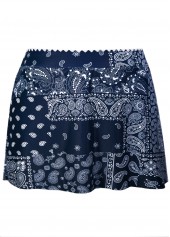 Contrast Binding Mid Waisted Paisley Print Navy Tankini Set | thumb picture 