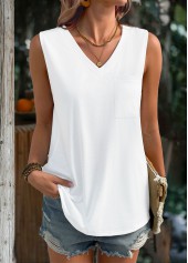 White Sleeveless V Neck Tank Top | thumb picture 