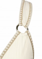 Ruched Mid Waisted Tropical Plants Print Beige Tankini Set | thumb picture 