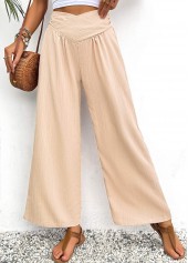 Light Coffee Wide Leg Elastic Waist High Waisted Pants | thumb picture 