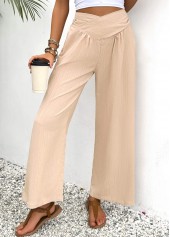 Light Coffee Wide Leg Elastic Waist High Waisted Pants | thumb picture 