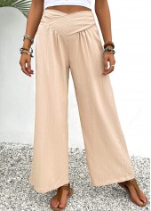 Light Coffee Wide Leg Elastic Waist High Waisted Pants | thumb picture 