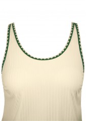 Mid Waisted Tropical Plants Print Beige Tankini Set | thumb picture 