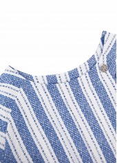 Blue Geometric Print Short Sleeve Round Neck Blouse | thumb picture 