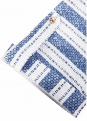 Blue Geometric Print Short Sleeve Round Neck Blouse | thumb picture 