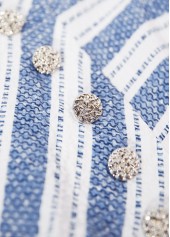 Blue Geometric Print Short Sleeve Round Neck Blouse | thumb picture 