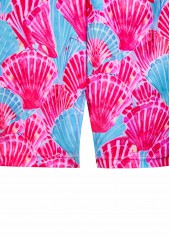 Mid Waisted Marine Life Print Hot Pink Tankini Set | thumb picture 