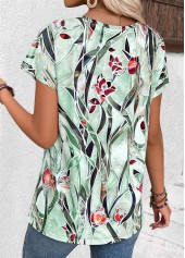 Multi Color Floral Print Short Sleeve T Shirt