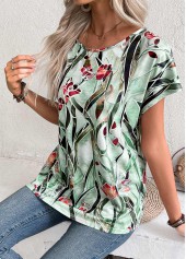 Multi Color Floral Print Short Sleeve T Shirt
