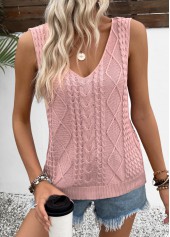 Pink Sleeveless V Neck Tank Top | thumb picture 