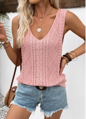 Pink Sleeveless V Neck Tank Top | thumb picture 