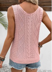 Pink Sleeveless V Neck Tank Top | thumb picture 
