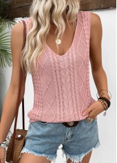 Pink Sleeveless V Neck Tank Top | thumb picture 