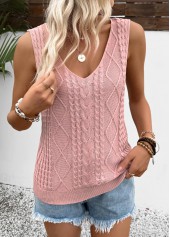 Pink Sleeveless V Neck Tank Top | thumb picture 