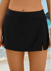 High Waisted Front Slit Hem Black Pantskirt | thumb picture 