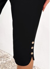 Black High Waisted Capri Elastic Waist Leggings | thumb picture 