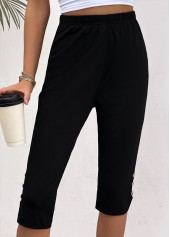 Black High Waisted Capri Elastic Waist Leggings | thumb picture 