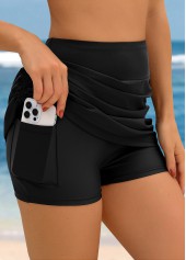 High Waisted Ruched Black Swim Skirt | thumb picture 