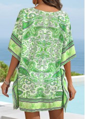 Tribal Print Green V Neck Cover Up | thumb picture 