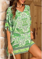 Tribal Print Green V Neck Cover Up | thumb picture 
