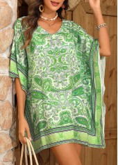 Tribal Print Green V Neck Cover Up | thumb picture 