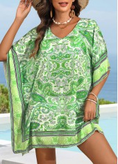 Tribal Print Green V Neck Cover Up | thumb picture 