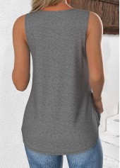 Grey Sleeveless V Neck Tank Top | thumb picture 