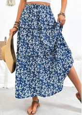 Blue Ditsy Floral Print A Line Elastic Waist Skirt | thumb picture 