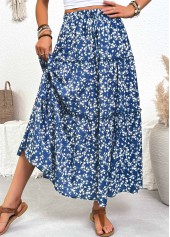 Blue Ditsy Floral Print A Line Elastic Waist Skirt | thumb picture 