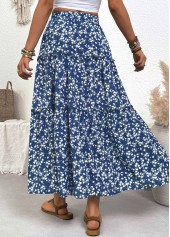 Blue Ditsy Floral Print A Line Elastic Waist Skirt | thumb picture 