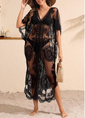 Black Patchwork V Neck Cover Up | thumb picture 